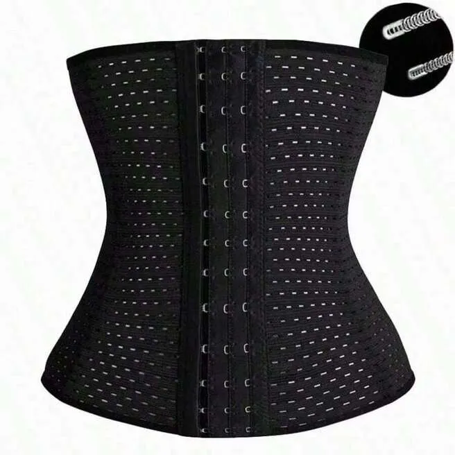 Cinta modeladora CurvaFit vista frontal com fechamento em colchetes